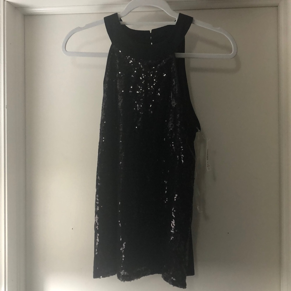 NWT Black sequin halter shirt M